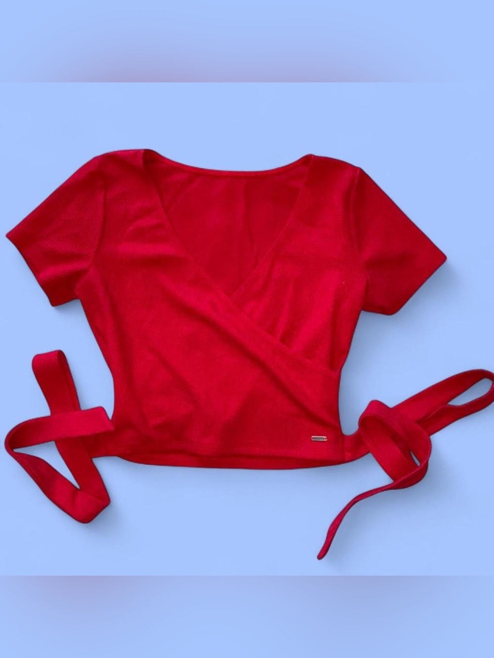 Hollister Red Wrap Crop Top with Side Ties